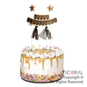 ADORNO MINI BANDERIN FELIZ CUMPLEA�OS NEGRO  X 1